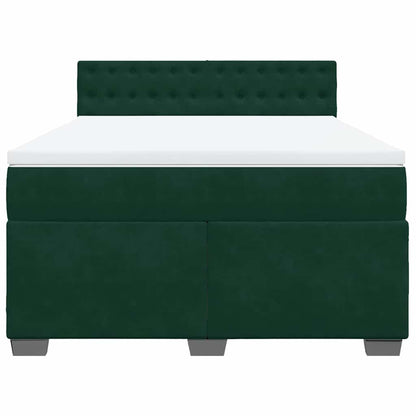 Boxspringbett mit Matratze Dunkelgrün 160x200 cm Samt
