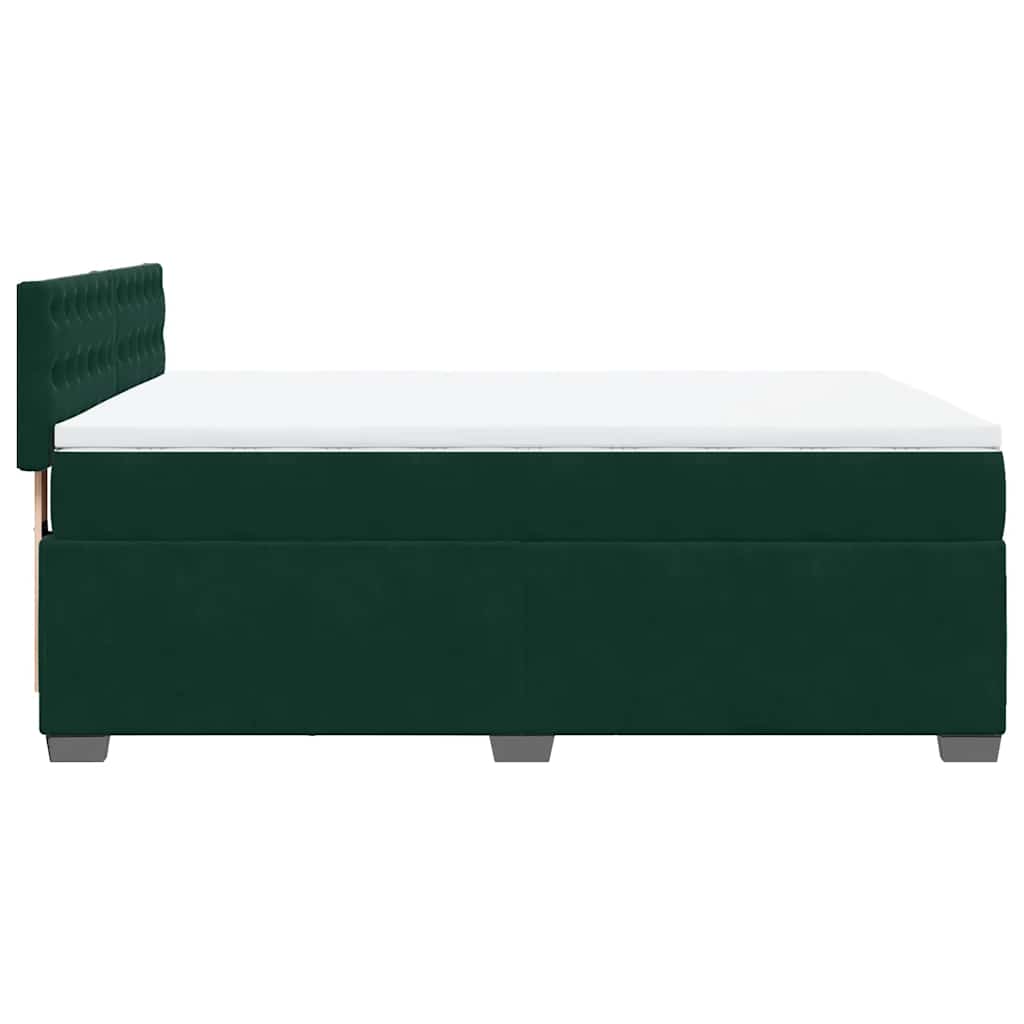 Boxspringbett mit Matratze Dunkelgrün 160x200 cm Samt