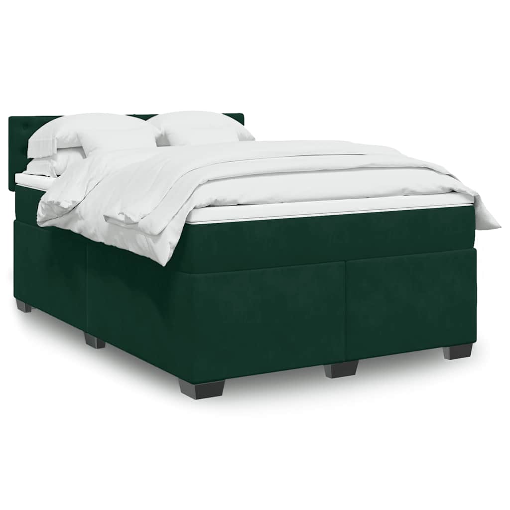 Boxspringbett mit Matratze Dunkelgrün 160x200 cm Samt