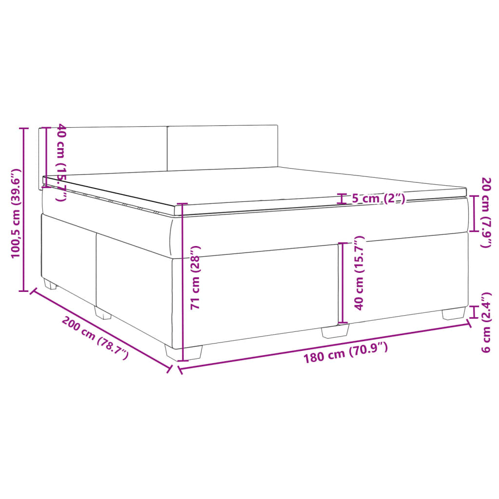 Boxspringbett mit Matratze Schwarz 180x200 cm Samt