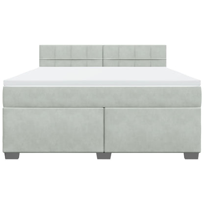 Boxspringbett mit Matratze Hellgrau 180x200 cm Samt