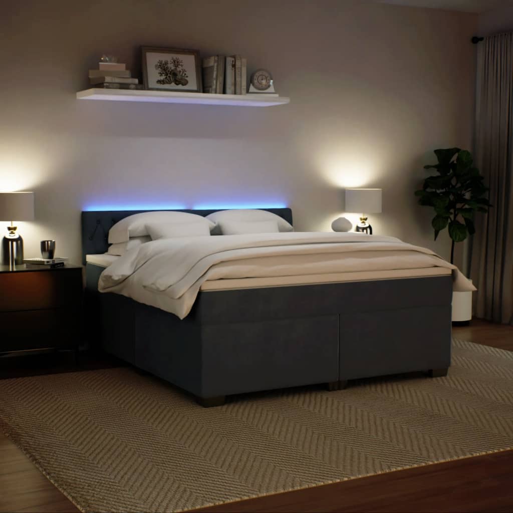Boxspringbett mit Matratze Dunkelgrau 180x200 cm Samt