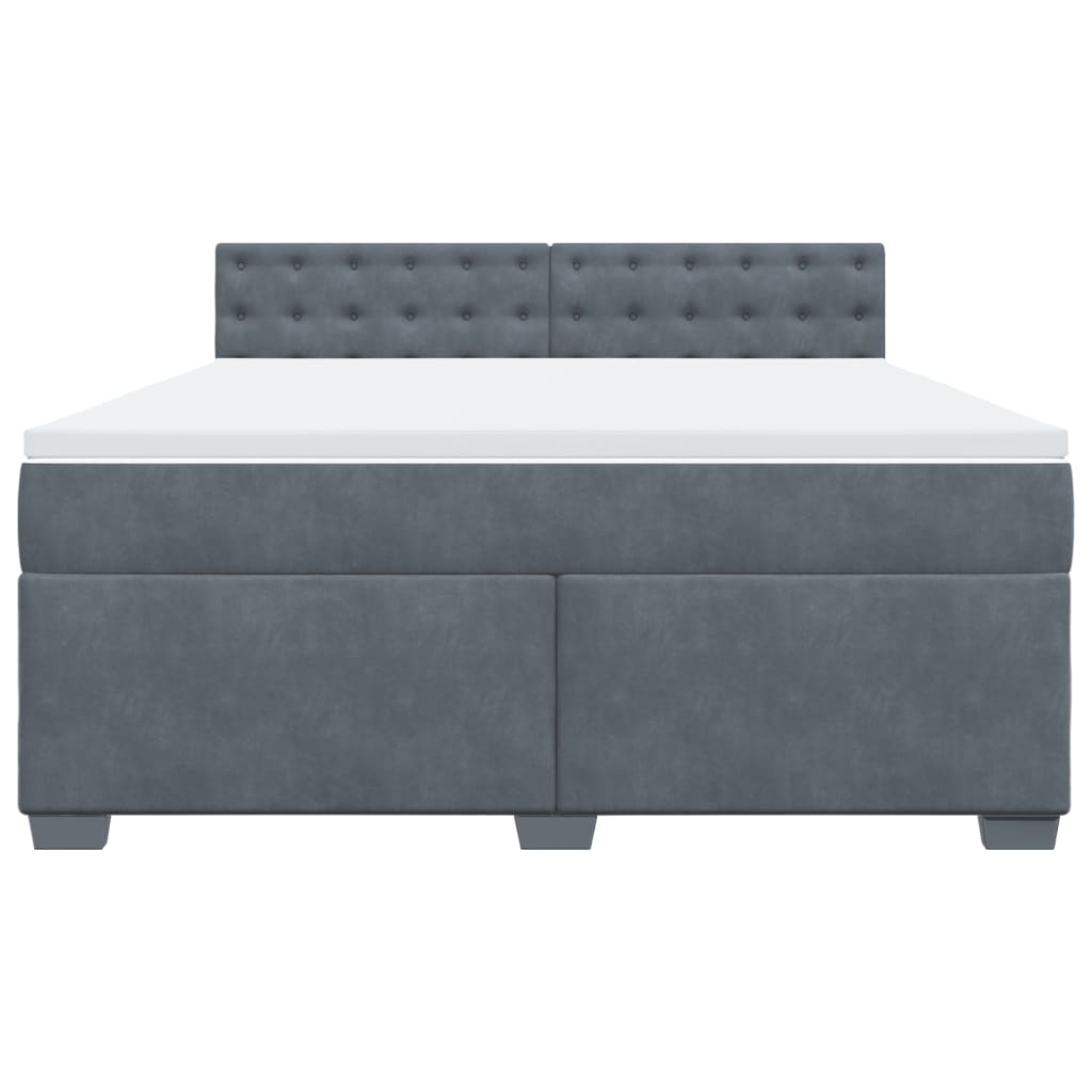 Boxspringbett mit Matratze Dunkelgrau 180x200 cm Samt