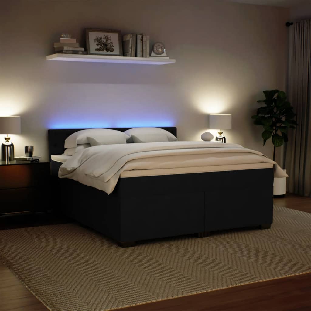 Boxspringbett mit Matratze Schwarz 180x200 cm Samt