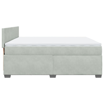 Boxspringbett mit Matratze Hellgrau 200x200 cm Samt
