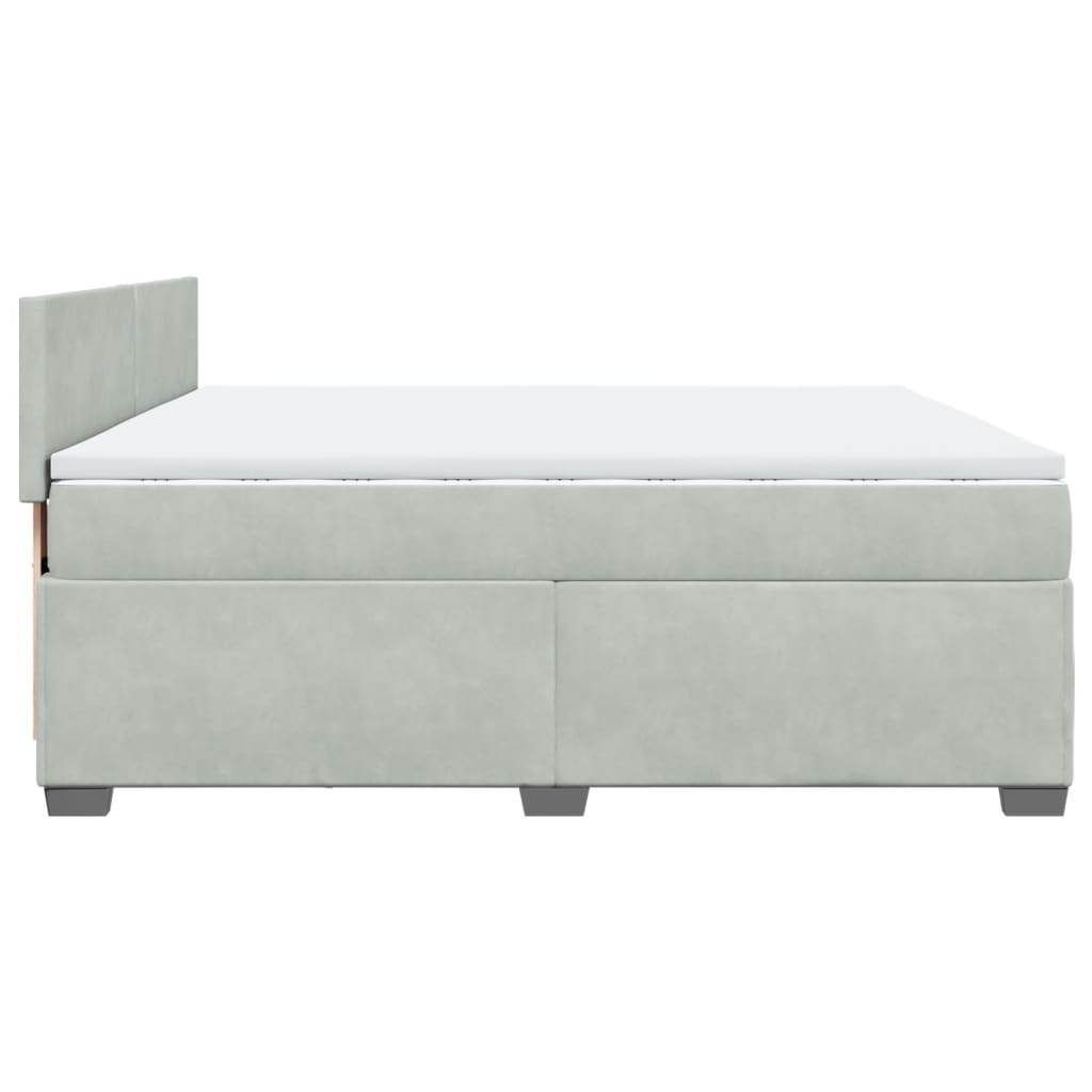 Boxspringbett mit Matratze Hellgrau 200x200 cm Samt
