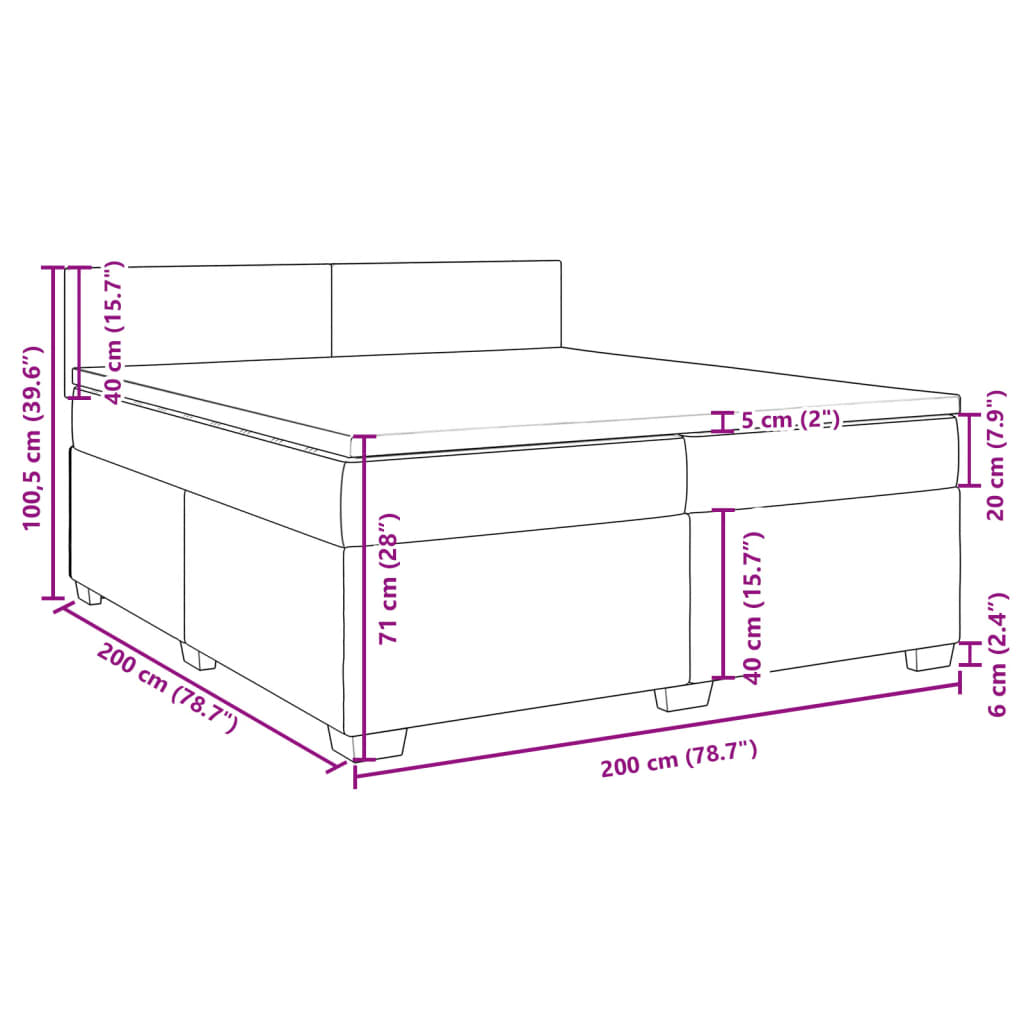 Boxspringbett mit Matratze Schwarz 200x200 cm Samt