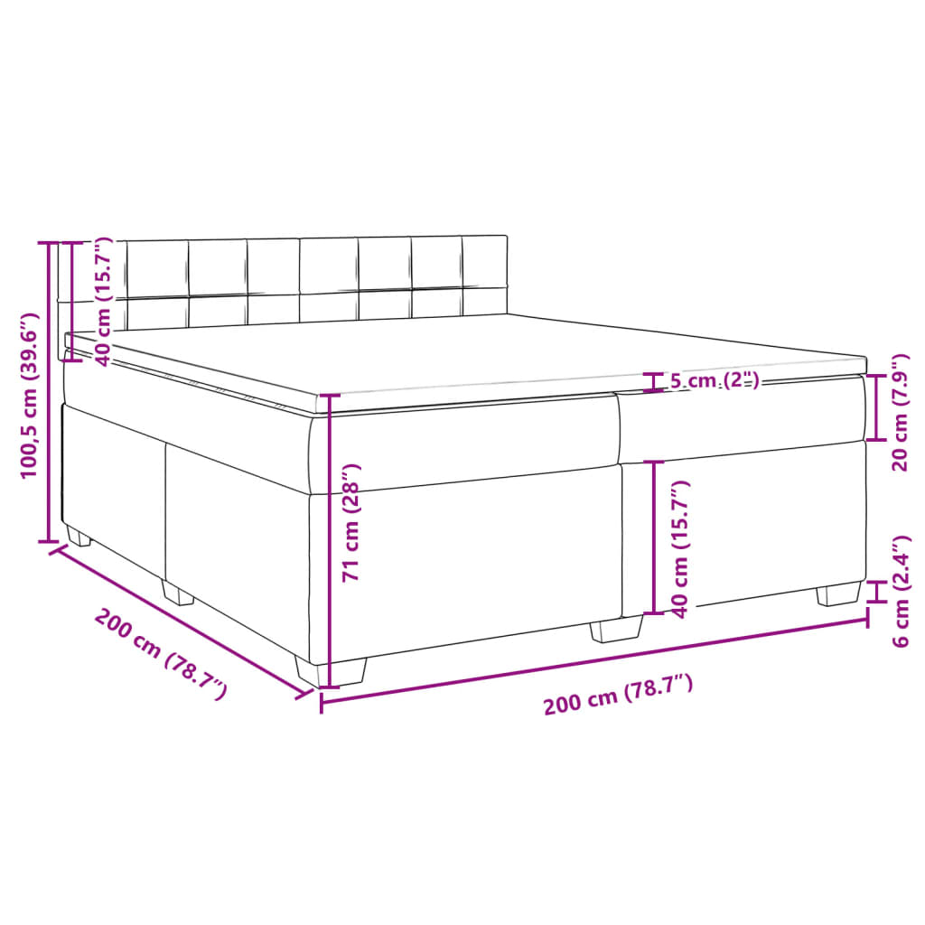 Boxspringbett mit Matratze Schwarz 200x200 cm Samt
