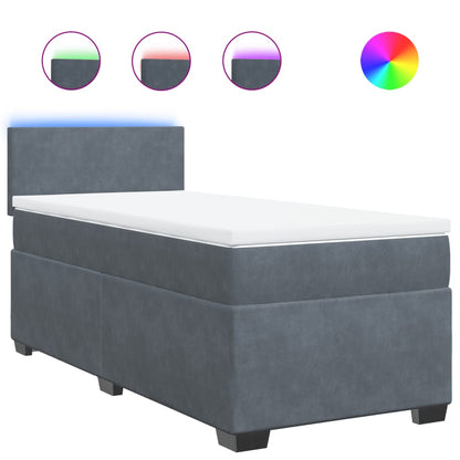 Boxspringbett mit Matratze Dunkelgrau Einzelbett Samt