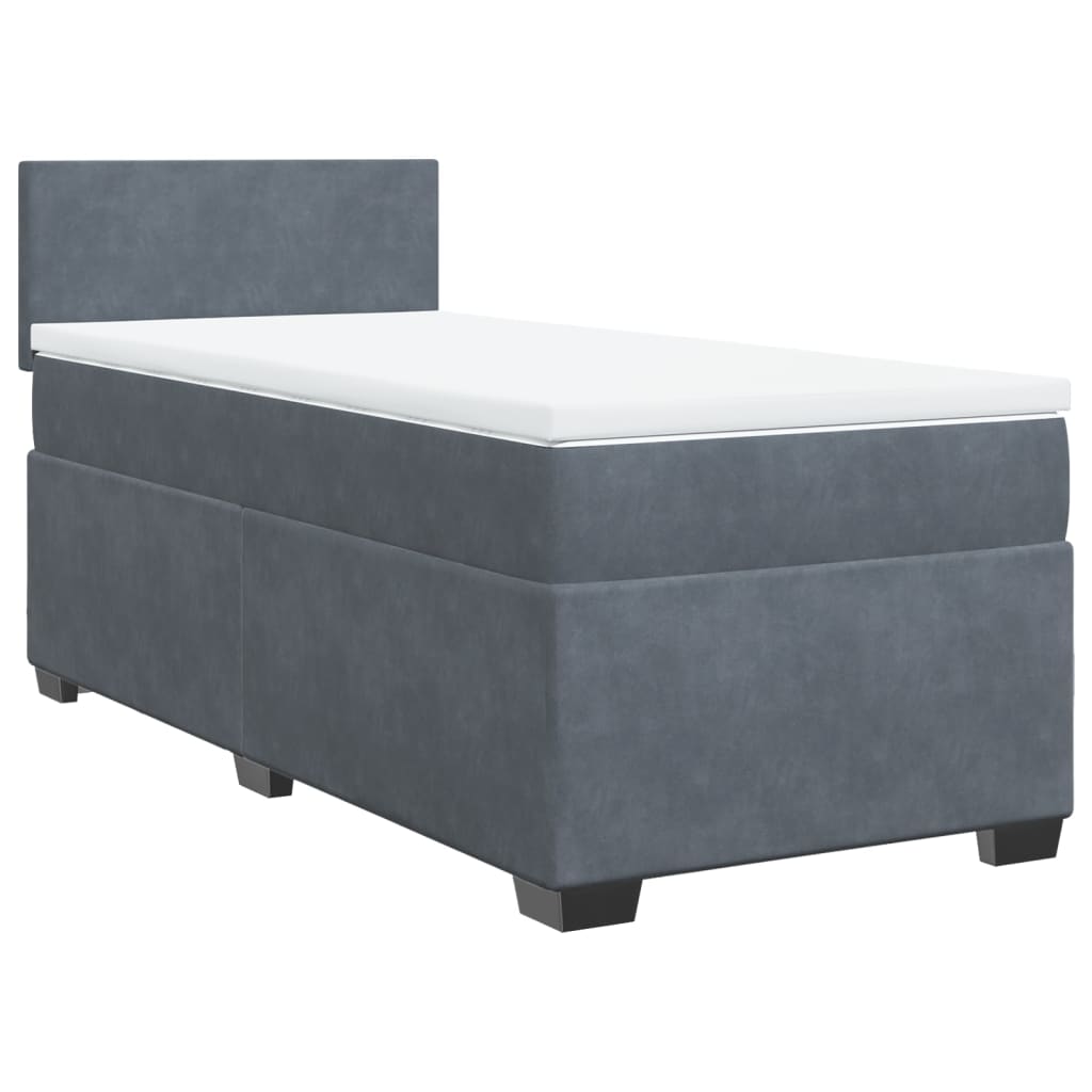 Boxspringbett mit Matratze Dunkelgrau Einzelbett Samt