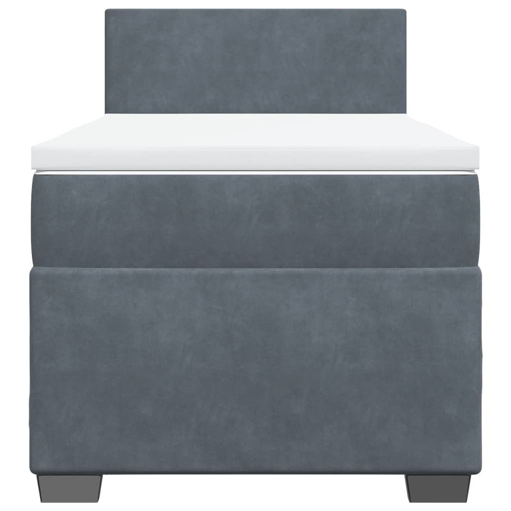 Boxspringbett mit Matratze Dunkelgrau Einzelbett Samt