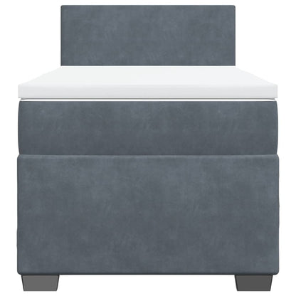 Boxspringbett mit Matratze Dunkelgrau Einzelbett Samt