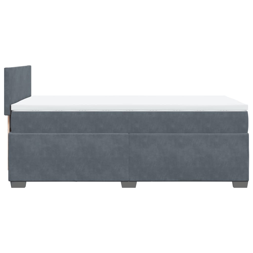 Boxspringbett mit Matratze Dunkelgrau Einzelbett Samt