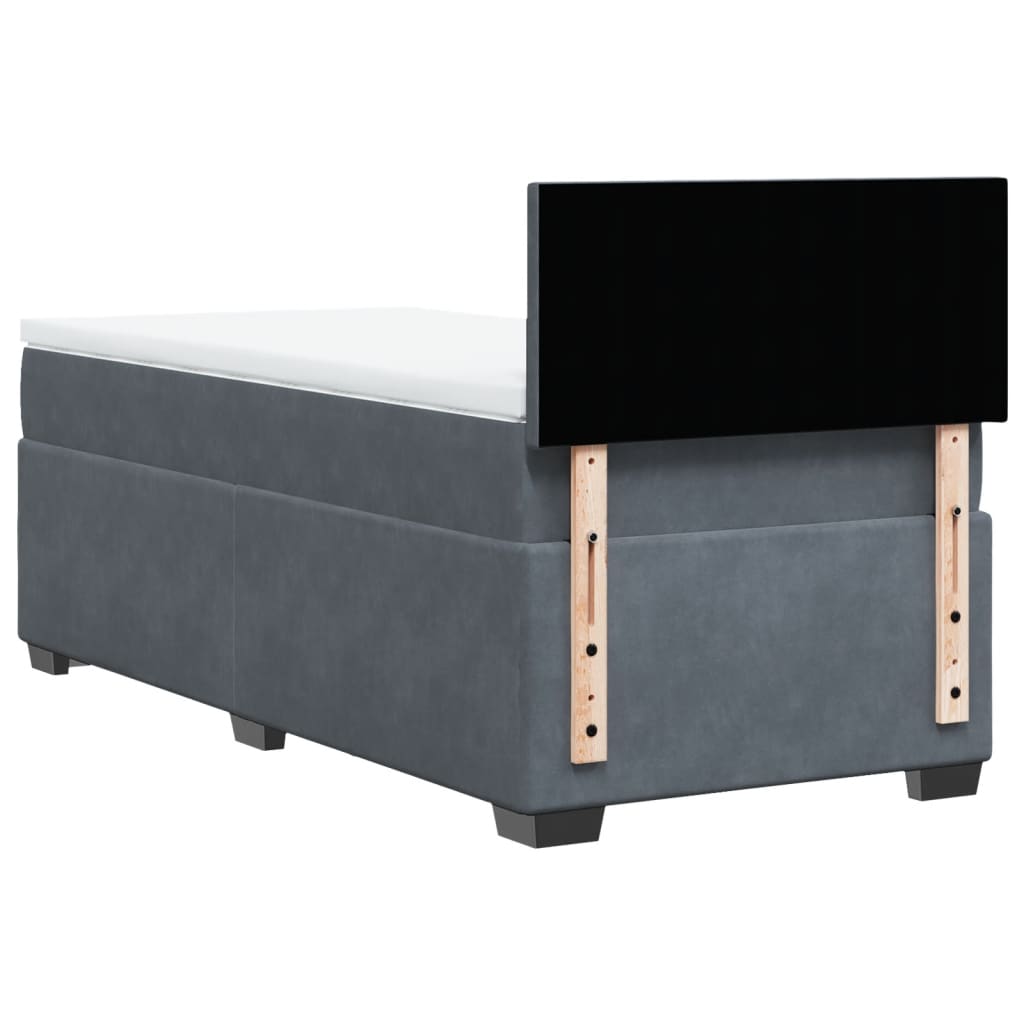Boxspringbett mit Matratze Dunkelgrau Einzelbett Samt