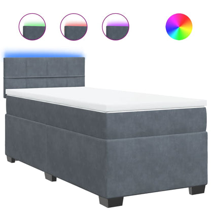 Boxspringbett mit Matratze Dunkelgrau Einzelbett Samt