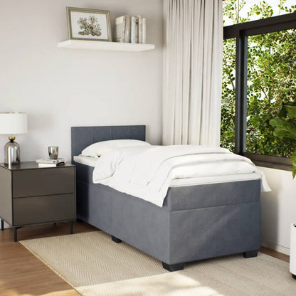 Boxspringbett mit Matratze Dunkelgrau Einzelbett Samt