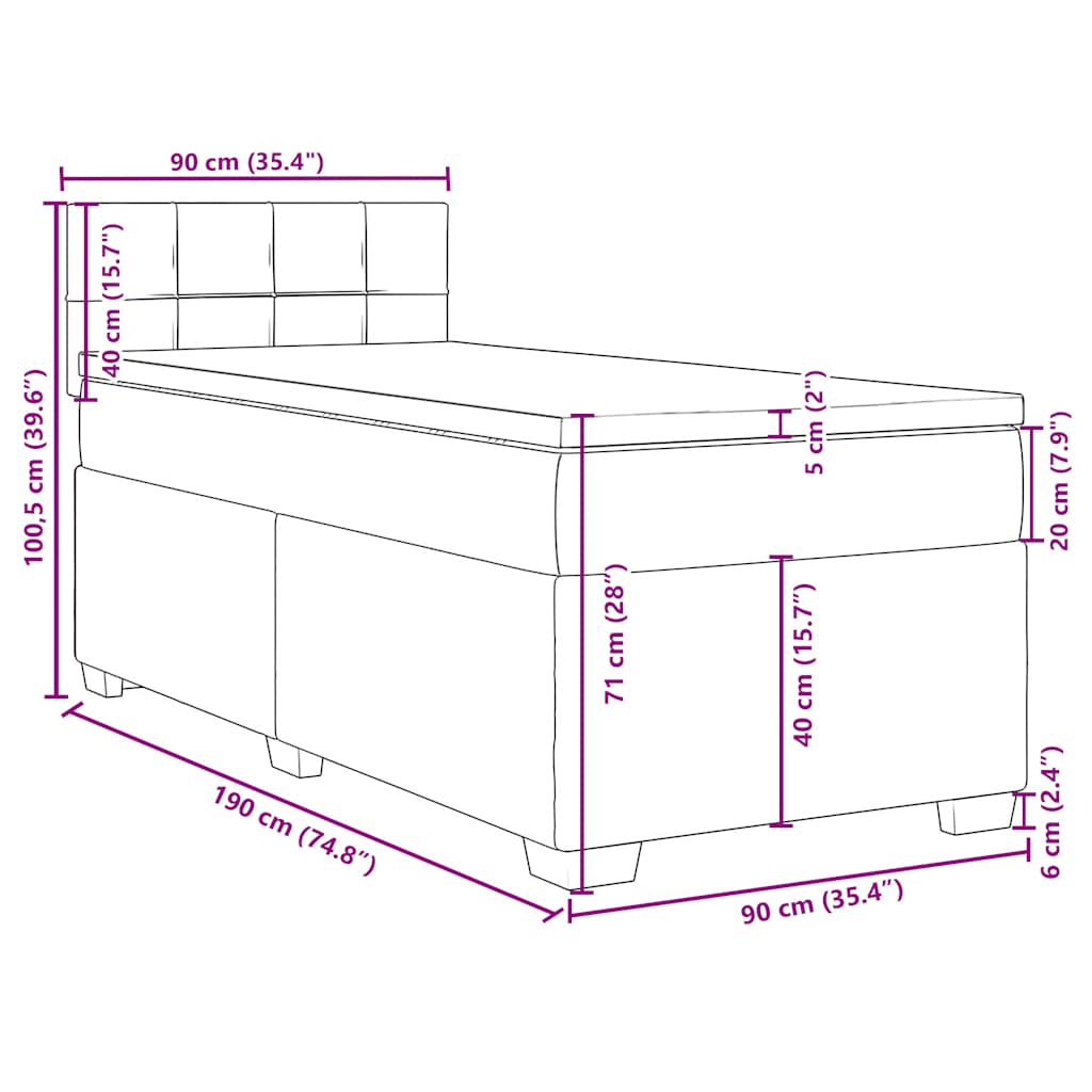 Boxspringbett mit Matratze Schwarz Samt