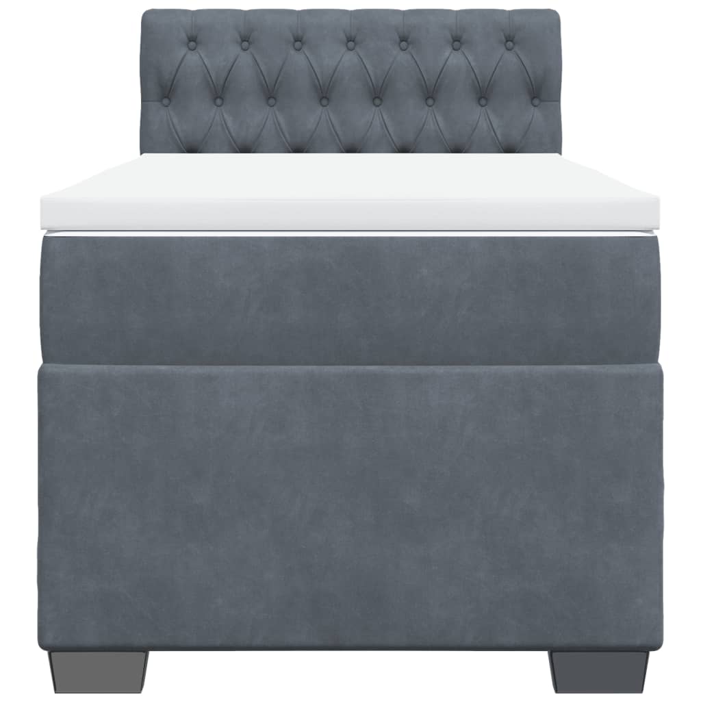 Boxspringbett mit Matratze Dunkelgrau Einzelbett Samt