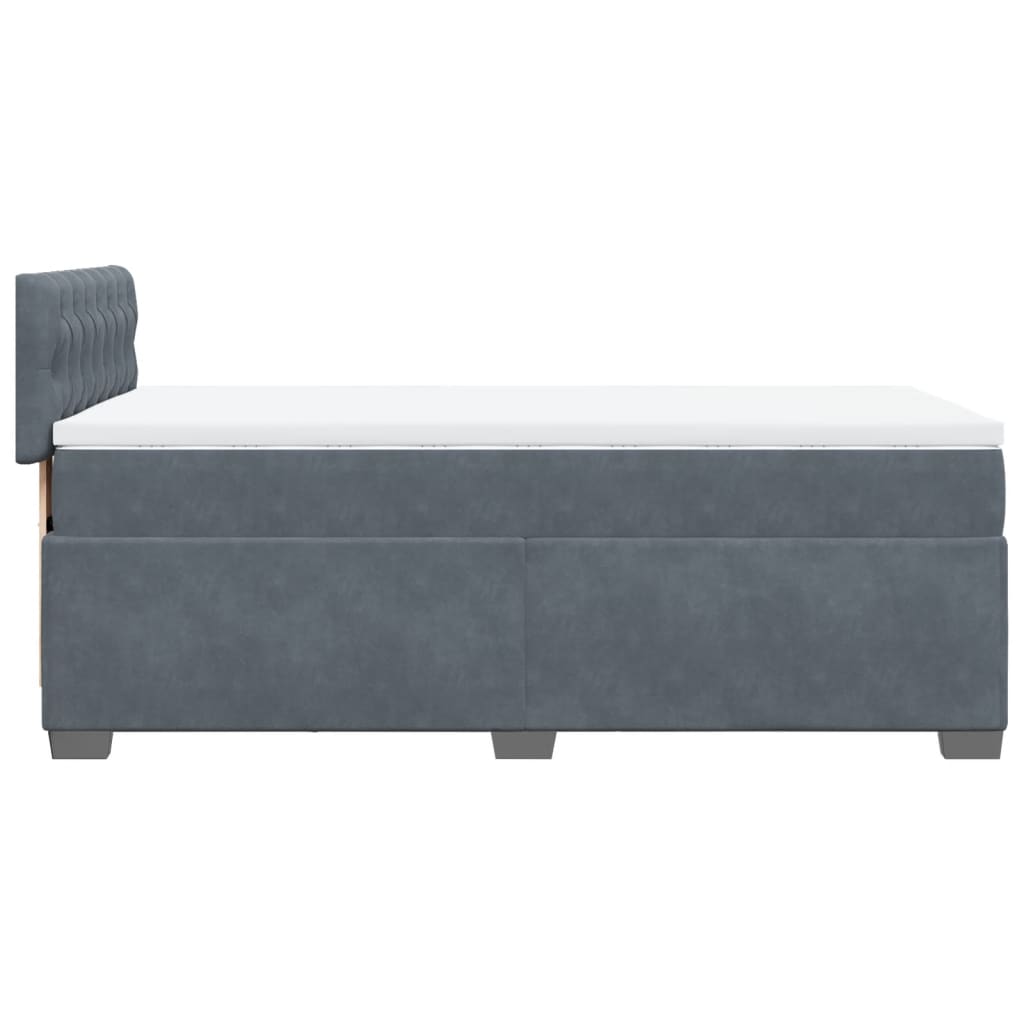 Boxspringbett mit Matratze Dunkelgrau Einzelbett Samt