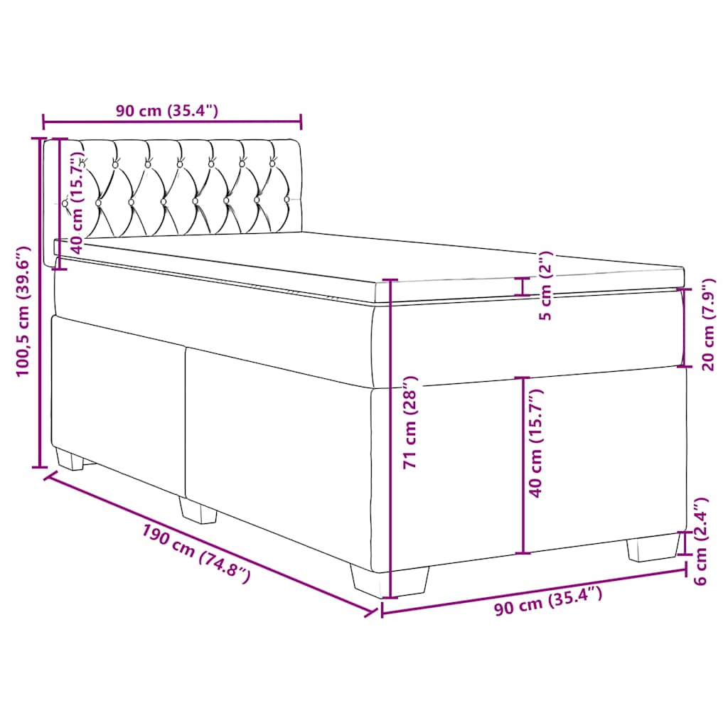 Boxspringbett mit Matratze Schwarz Samt