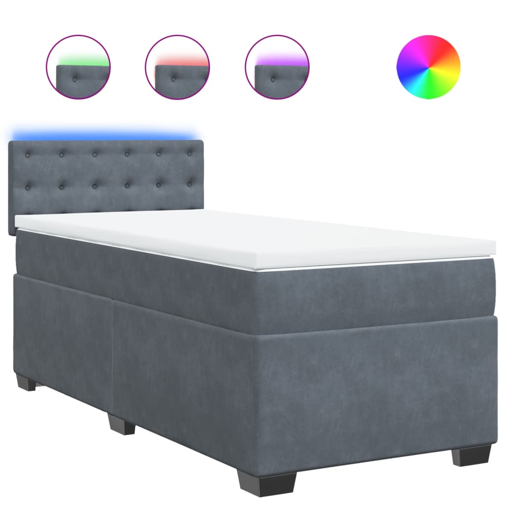 Boxspringbett mit Matratze Dunkelgrau Einzelbett Samt