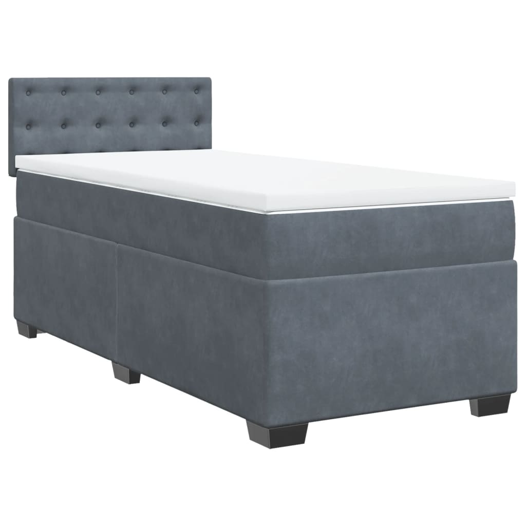Boxspringbett mit Matratze Dunkelgrau Einzelbett Samt