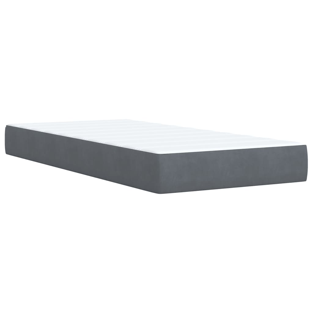 Boxspringbett mit Matratze Dunkelgrau Einzelbett Samt