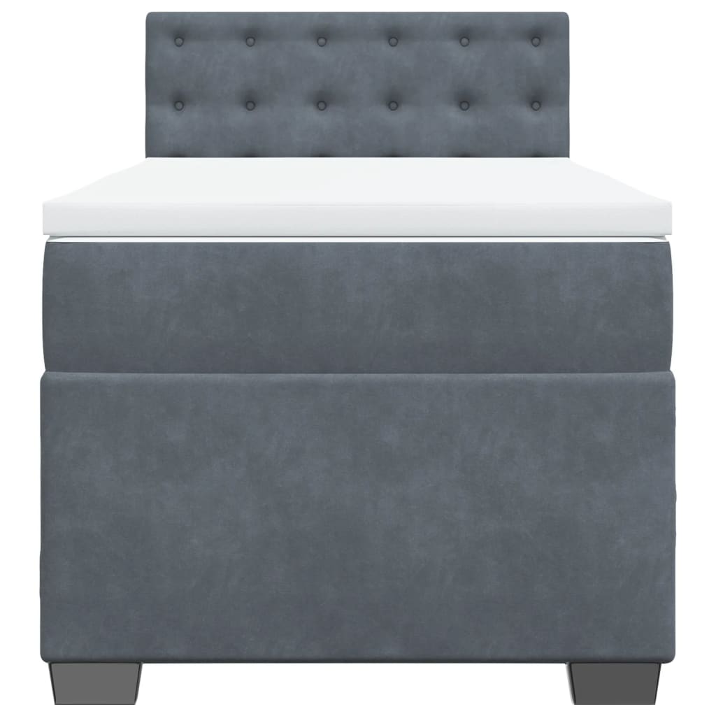 Boxspringbett mit Matratze Dunkelgrau Einzelbett Samt