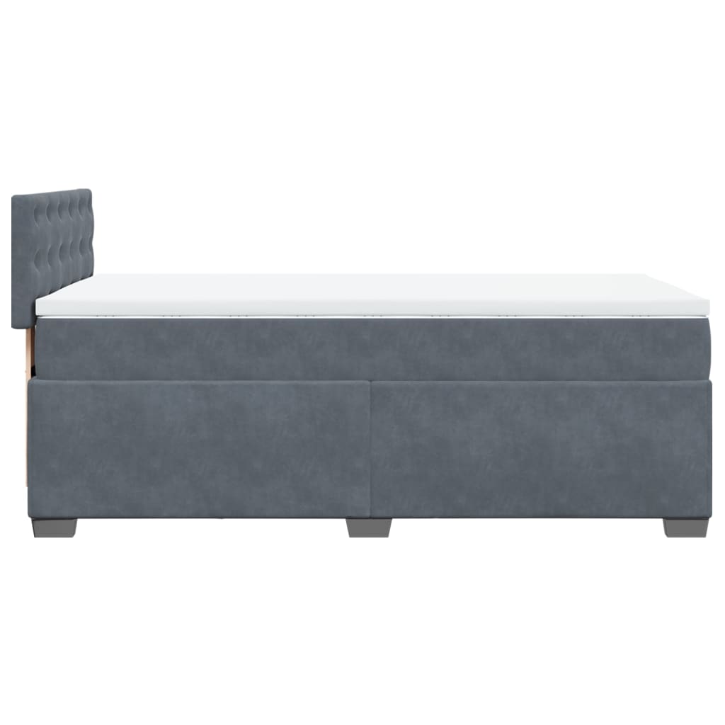 Boxspringbett mit Matratze Dunkelgrau Einzelbett Samt