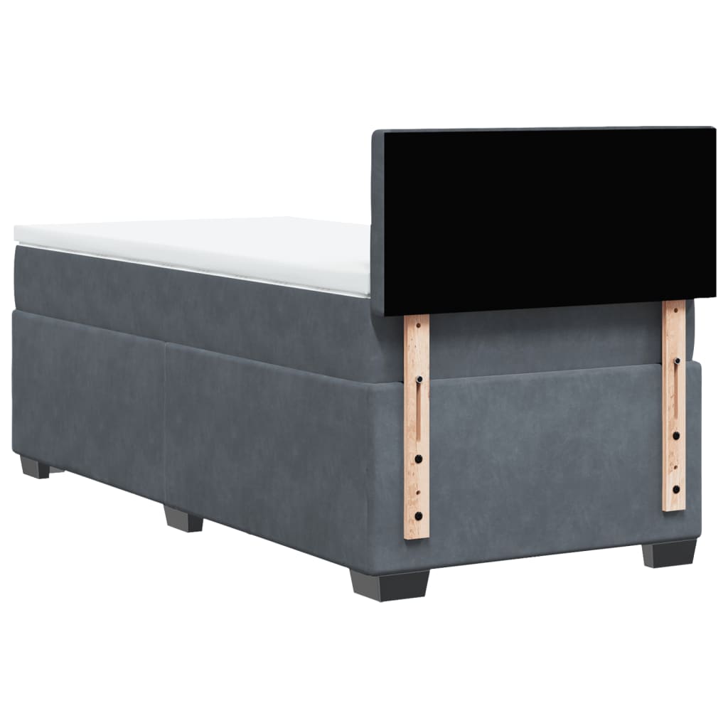 Boxspringbett mit Matratze Dunkelgrau Einzelbett Samt