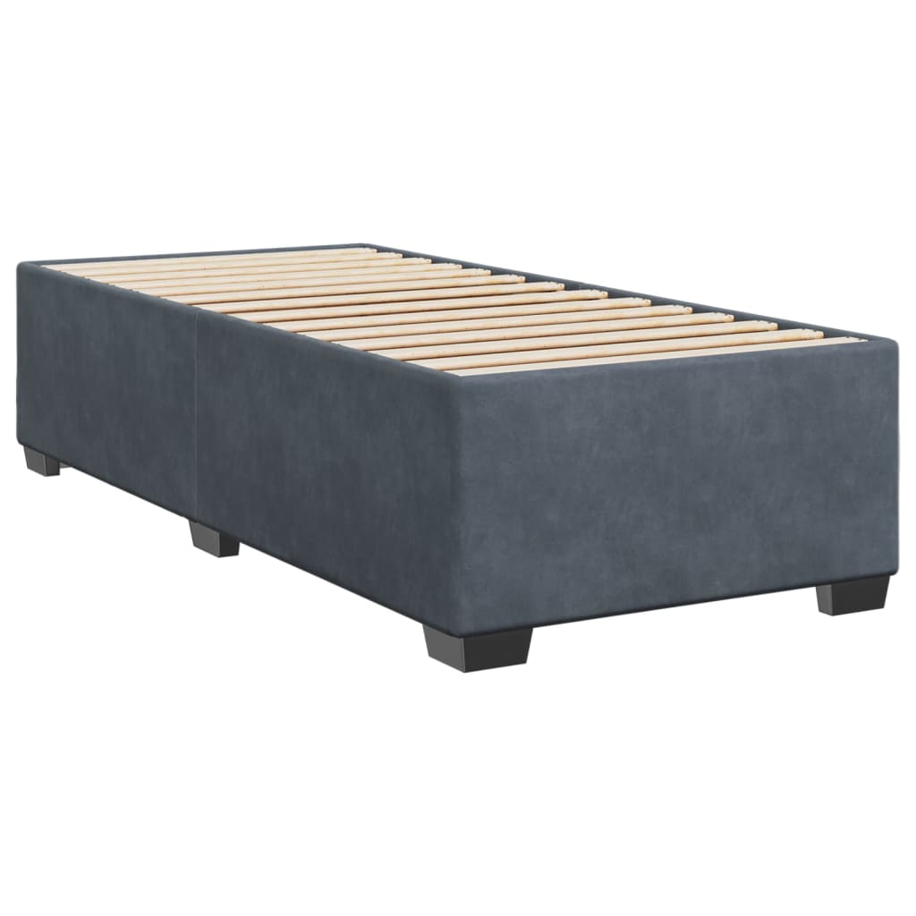 Boxspringbett mit Matratze Dunkelgrau Einzelbett Samt
