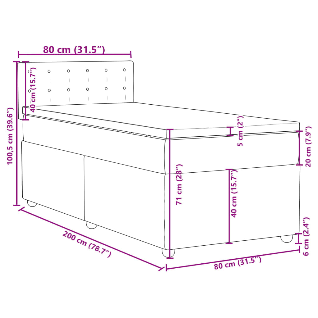 Boxspringbett mit Matratze Taupe 80x200 cm Stoff