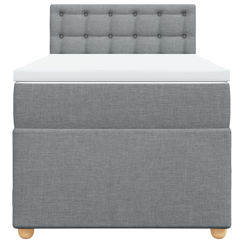 Boxspringbett mit Matratze Hellgrau 90x190 cm Stoff