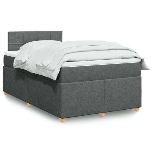 Lit à sommier tapissier avec matelas en tissu gris foncé 120x190 cm
