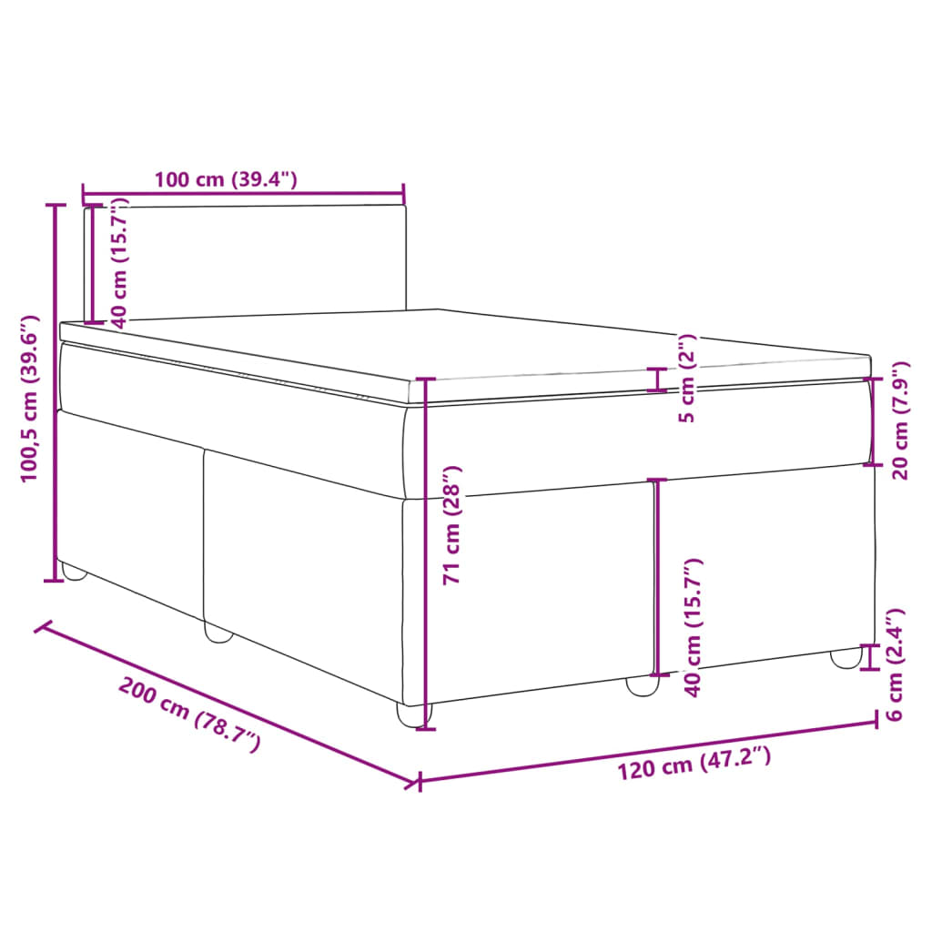 Boxspringbett mit Matratze Dunkelgrau 120x200 cm Stoff