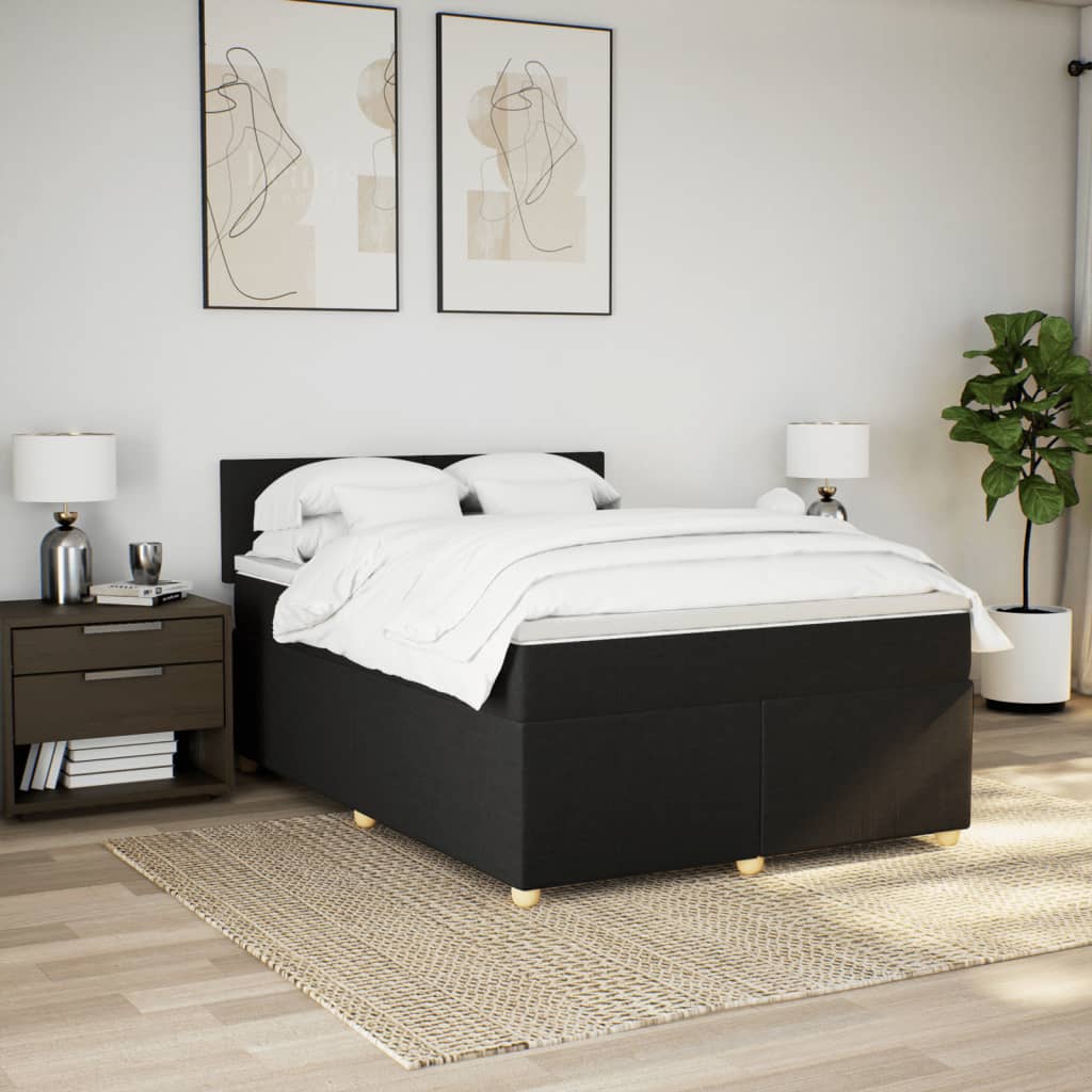 Boxspringbett mit Matratze Schwarz 140x190 cm Stoff