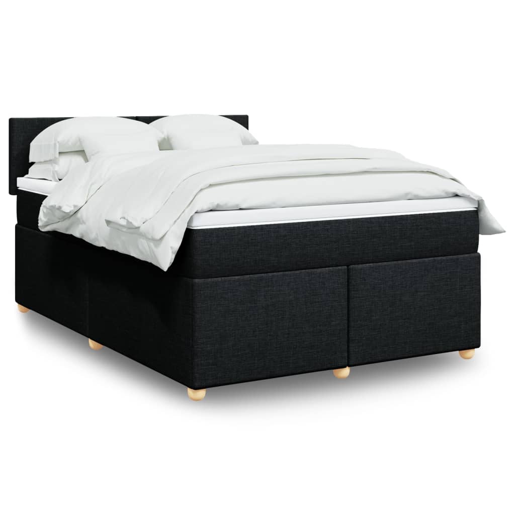 Boxspringbett mit Matratze Schwarz 140x190 cm Stoff