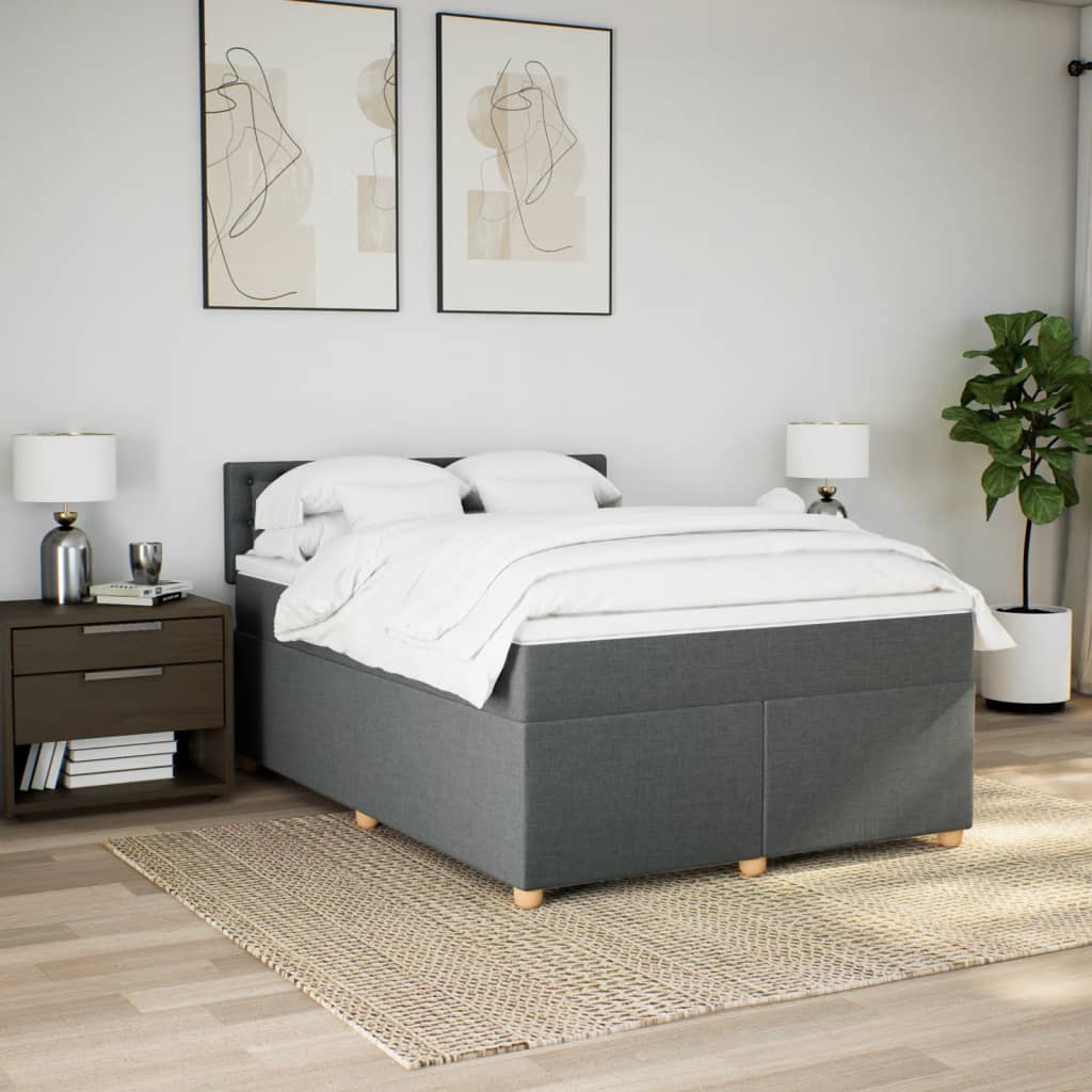 Boxspringbett mit Matratze Dunkelgrau 140x190 cm Stoff