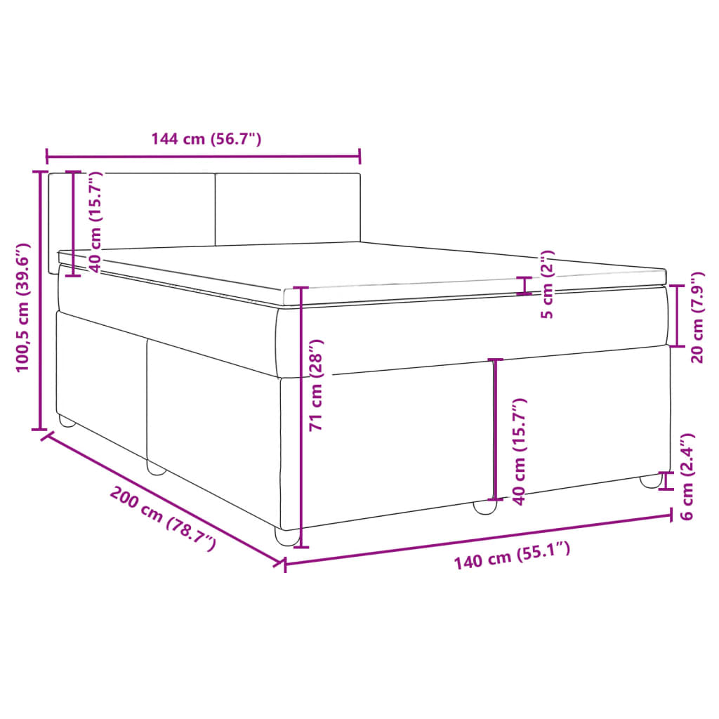 Boxspringbett mit Matratze Dunkelgrau 140x200 cm Stoff