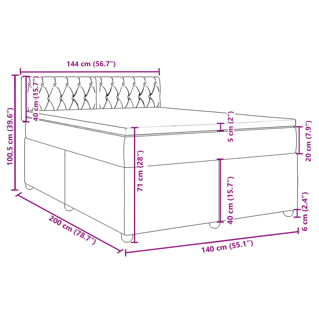 Boxspringbett mit Matratze Dunkelgrau 140x200 cm Stoff