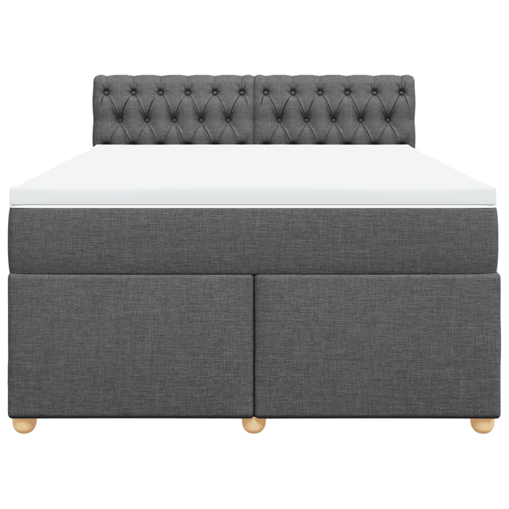 Boxspringbett mit Matratze Dunkelgrau 140x200 cm Stoff