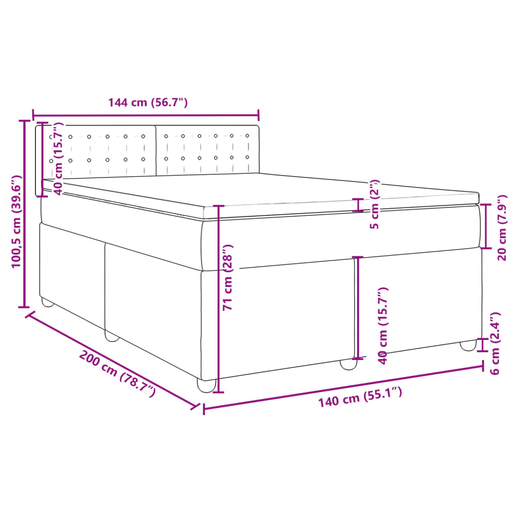 Boxspringbett mit Matratze Hellgrau 140x200 cm Stoff