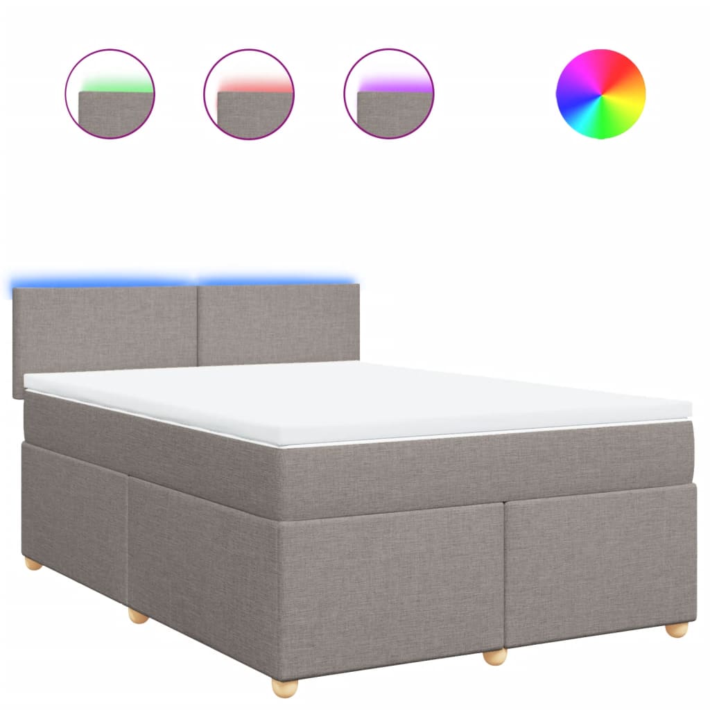Lit sommier tapissier avec matelas tissu taupe 160x200 cm