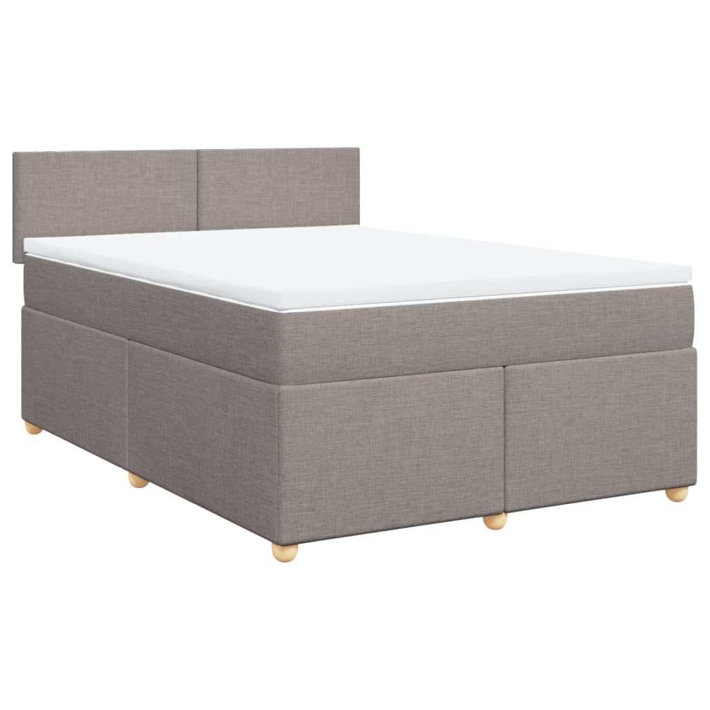 Lit sommier tapissier avec matelas tissu taupe 160x200 cm