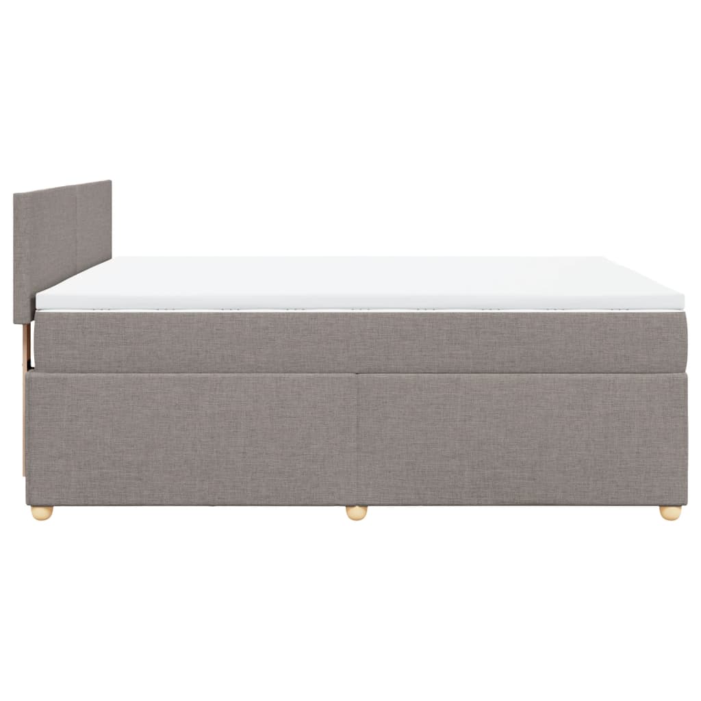 Lit sommier tapissier avec matelas tissu taupe 160x200 cm