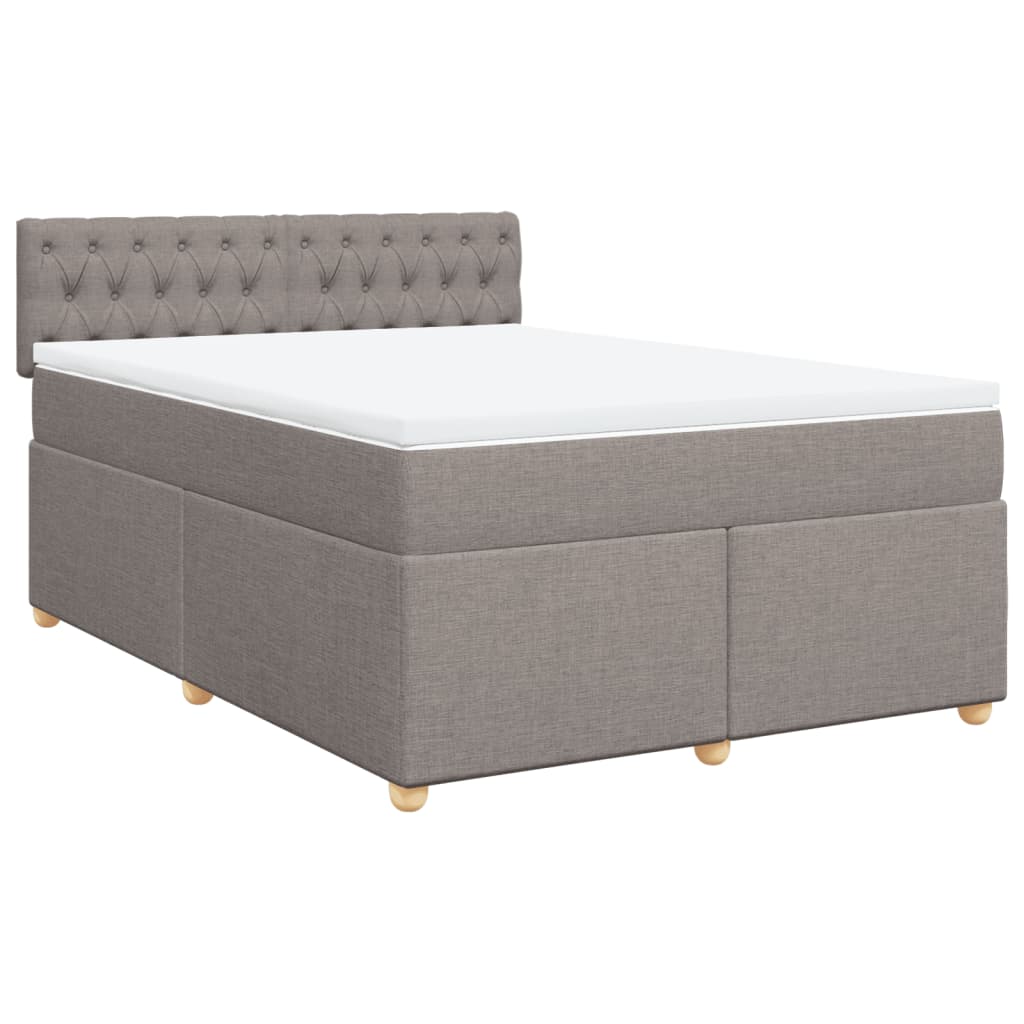 Lit sommier tapissier avec matelas tissu taupe 160x200 cm