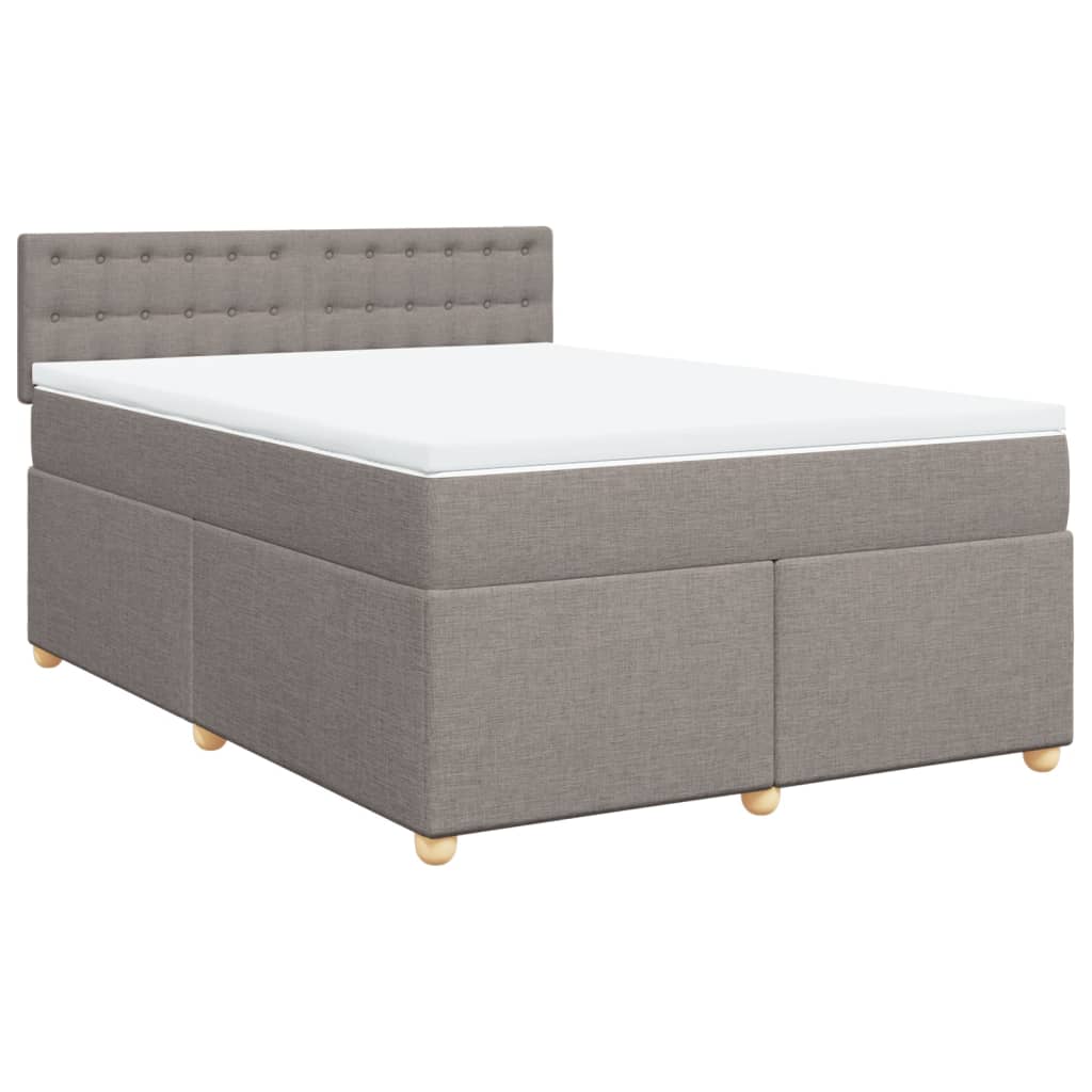 Lit sommier tapissier avec matelas tissu taupe 160x200 cm