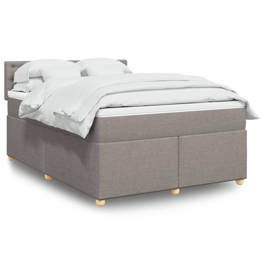 Lit sommier tapissier avec matelas tissu taupe 160x200 cm