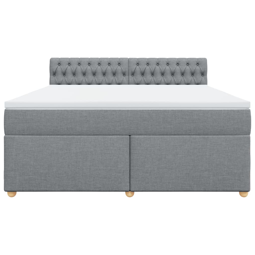 Boxspringbett mit Matratze Hellgrau 180x200 cm Stoff