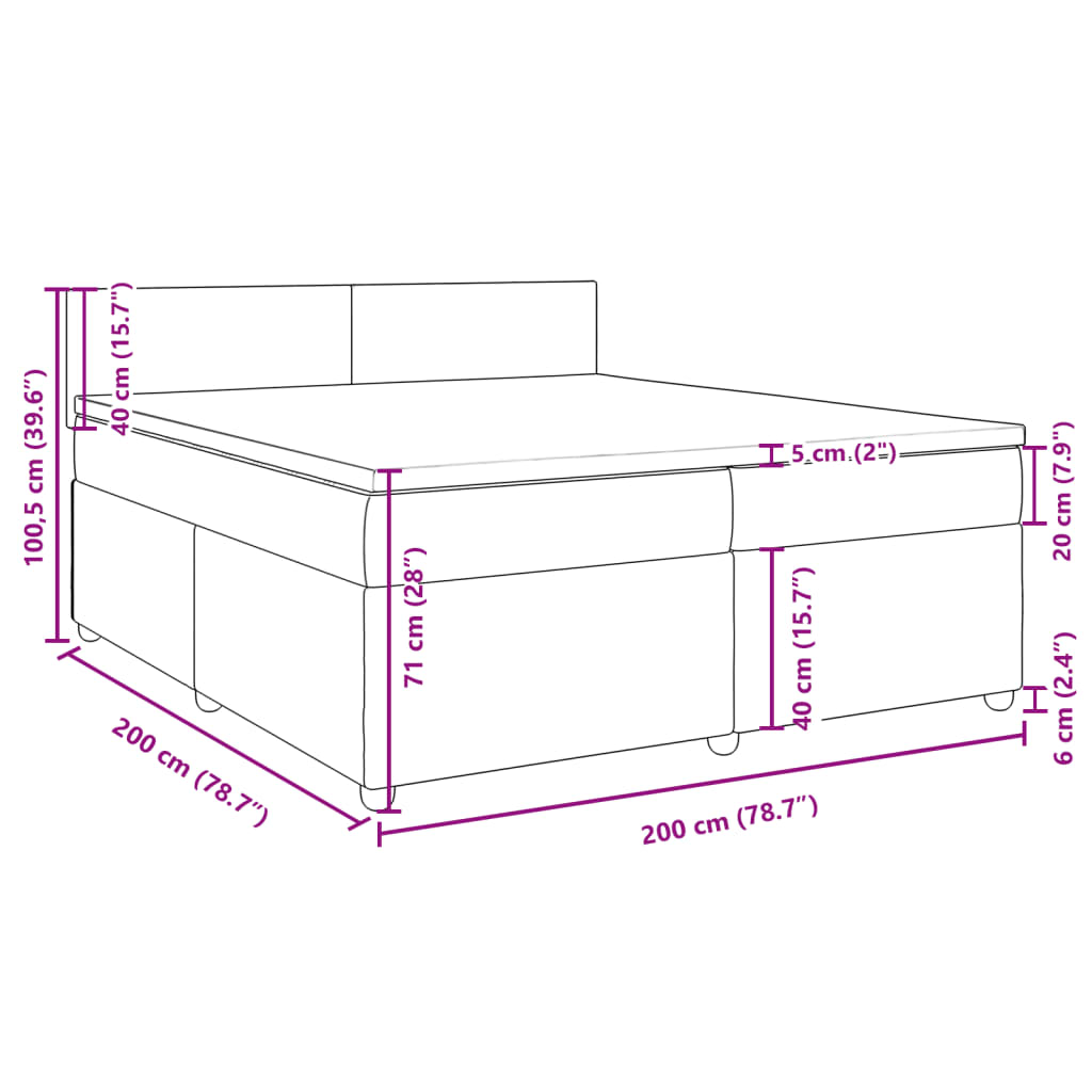 Boxspringbett mit Matratze Dunkelgrau 200x200 cm Stoff